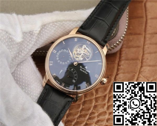 Blancpain Villeret 6025 3642 55B 1 1 Най-доброто издание JB Factory златен корпус черен циферблат САЩ реплика часовник 8194 Blancpain Villeret 6025-3642-55B 1: 1 Най-доброто издание JB Factory златен корпус черен циферблат