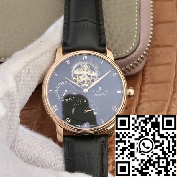 Blancpain Villeret 6025 3642 55B 1 1 Най-доброто издание JB Factory златен корпус черен циферблат САЩ реплика часовник 84 Blancpain Villeret 6025-3642-55B 1: 1 Най-доброто издание JB Factory златен корпус черен циферблат