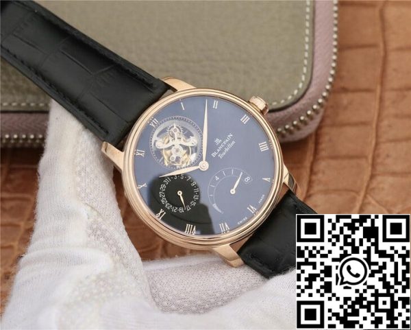 Blancpain Villeret 6025 3642 55B 1 1 Best Edition JB Factory arany tok fekete számlap amerikai Replica óra 8430 Blancpain Villeret 6025-3642-55B 1:1 Best Edition JB Factory arany tok fekete számlapon