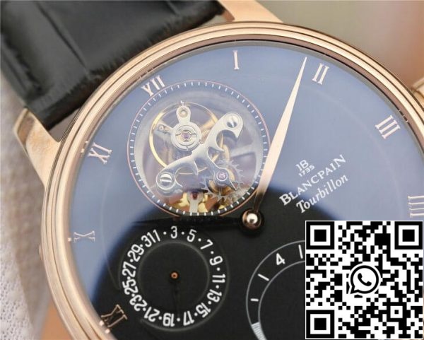 Blancpain Villeret 6025 3642 55B 1 1 Best Edition JB Factory Gold Case Black Dial US Replica Watch 9635 Blancpain Villeret 6025-3642-55B 1:1 Best Edition JB Factory Gold Case Black Dial