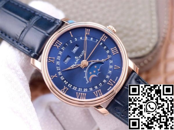 Blancpain Villeret 6654 3640 55 1 1 Melhor Edição OM Factory V3 Ouro Rosa EUA Réplica Relógio 9052 Blancpain Villeret 6654-3640-55 1:1 Melhor Edição OM Factory V3 Ouro Rosa