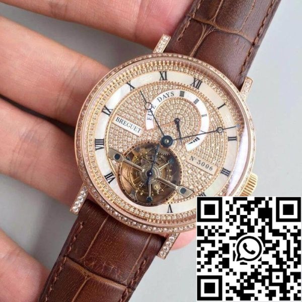 Breguet Classique Complications 5317BR 12 9V6 1 1 Най-доброто издание швейцарски турбийон кафява кожена каишка САЩ реплика часовник 9611 Breguet Classique Complications 5317BR/12/9V6 1: 1 Най-доброто издание швейцарски турбийон кафява кожена каишка