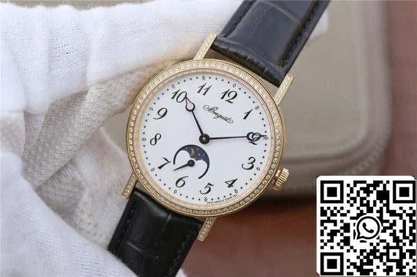 Breguet Classique Moonphase 9087BB 29 964 1 1 Best Edition TW Factory sárga arany gyémánt US Replica óra 9222 Breguet Classique Moonphase 9087BB/29/964 1:1 Best Edition TW Factory sárga arany gyémánt