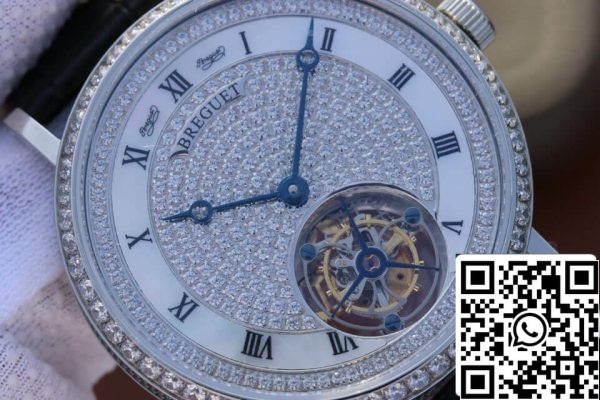 Breguet Classique Tourbillon 1 1 Най-доброто издание от неръждаема стомана с диамантен циферблат САЩ реплика часовник 8260 Breguet Classique Tourbillon 1: 1 Най-доброто издание от неръждаема стомана с диамантен циферблат