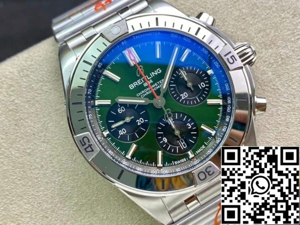 Breitling Chronomat AB01343A1L1A1 1 1 Best Edition GF Factory Green Dial Yhdysvaltain Replica katsella 5780 Breitling Chronomat AB01343A1L1A1 1:1 Best Edition GF Factory Green Dial