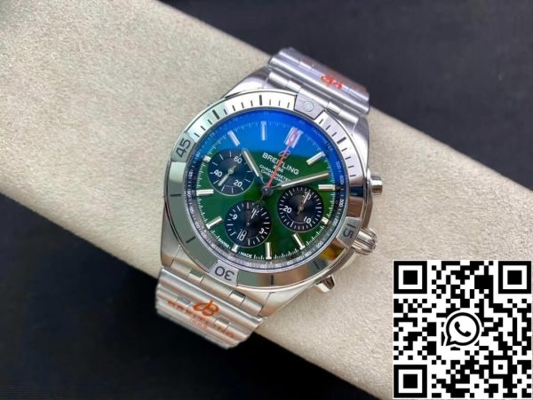 Breitling Chronomat AB01343A1L1A1 1 1 Best Edition GF Factory Green Dial Yhdysvaltain Replica katsella 6663 Breitling Chronomat AB01343A1L1A1 1:1 Best Edition GF Factory Green Dial