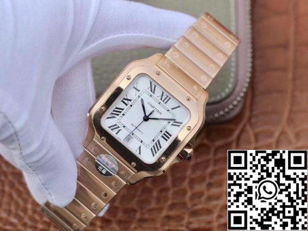 Cartier De Santos Roestvrij stalen kast BV Factory 1 1 Best Edition White Dial Zwitserse ETA9015 18K Gold White Dial US Replica Watch 5274 Cartier De Santos Roestvrij stalen kast BV Factory 1 1: 1 Best Edition White Dial Zwitserse ETA9015 18K Gold White Dial