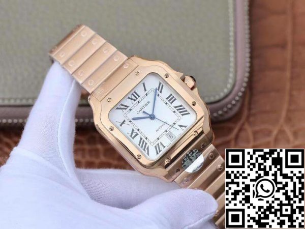 Cartier De Santos от неръждаема стомана BV Factory 1 1 Най-доброто издание бял циферблат швейцарски ETA9015 18K злато бял циферблат САЩ реплика часовник 5323 Cartier De Santos от неръждаема стомана BV Factory 1: 1 Най-доброто издание бял циферблат швейцарски ETA9015 18K злато бял циферблат