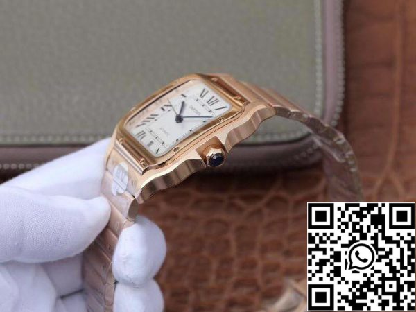 Cartier De Santos Edelstahlgehäuse BV Factory 1 1 Best Edition Weißes Zifferblatt Schweizer ETA9015 18K Gold Weißes Zifferblatt US Replica Uhr 5919 Cartier De Santos Edelstahlgehäuse BV Factory 1:1 Best Edition Weißes Zifferblatt Schweizer ETA9015 18K Gold Weißes Zifferblatt