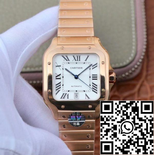 Cartier De Santos από ανοξείδωτο χάλυβα υπόθεση BV Factory 1 1 Best Edition White Dial Swiss ETA9015 18K Gold White Dial ΗΠΑ Replica ρολόι 7679 Cartier De Santos από ανοξείδωτο χάλυβα υπόθεση BV Factory 1: 1 Best Edition White Dial Swiss ETA9015 18K Gold White Dial