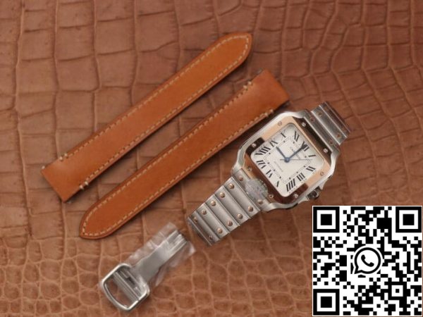 Cartier De Santos W2SA0007 1 1 Най-доброто издание BV Factory златен безел бял циферблат САЩ реплика часовник 2911 Cartier De Santos W2SA0007 1: 1 Най-доброто издание BV Factory златен безел бял циферблат