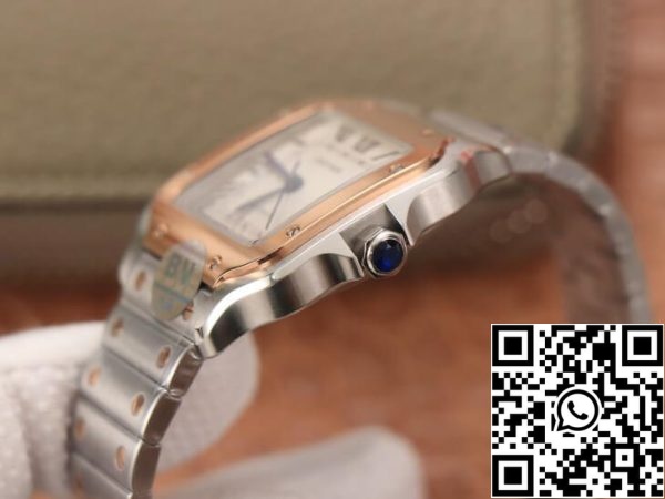 Cartier De Santos W2SA0007 1:1 Best Edition BV Factory Gold Bezel White Dial US Replica Zegarek 5983 Cartier De Santos W2SA0007 1:1 Best Edition BV Factory Gold Bezel White Dial