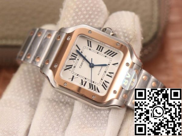 Cartier De Santos W2SA0007 1 1 Най-доброто издание BV Factory златен безел бял циферблат САЩ реплика часовник 6589 Cartier De Santos W2SA0007 1: 1 Най-доброто издание BV Factory златен безел бял циферблат