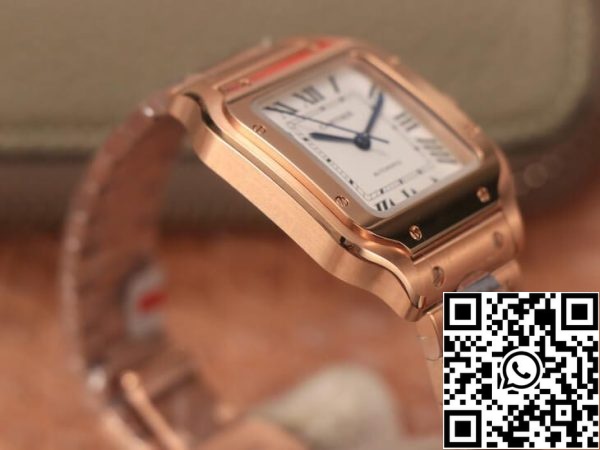 Cartier De Santos WSSA0010 1:1 Best Edition BV Factory 18K Rose Gold White Dial US Replica Zegarek 3320 Cartier De Santos WSSA0010 1:1 Best Edition BV Factory 18K Rose Gold White Dial