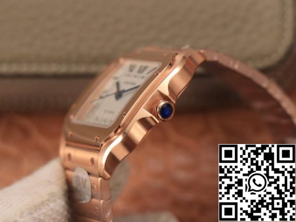 Cartier De Santos WSSA0010 1:1 Best Edition BV Factory 18K Rose Gold White Dial US Replica Zegarek 3412 Cartier De Santos WSSA0010 1:1 Best Edition BV Factory 18K Rose Gold White Dial