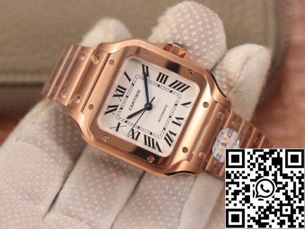 Cartier De Santos WSSA0010 1 1 Най-доброто издание BV Factory 18K розово злато бял циферблат САЩ реплика часовник 3732 Cartier De Santos WSSA0010 1: 1 Най-доброто издание BV Factory 18K розово злато бял циферблат