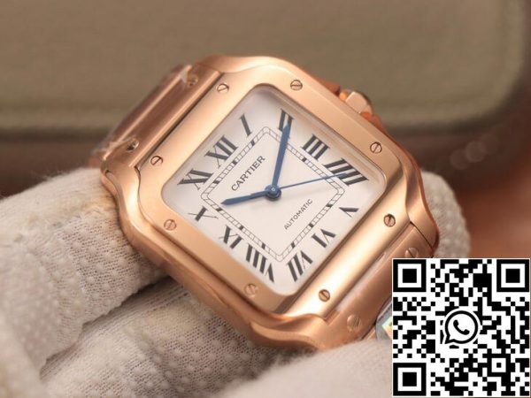 Cartier De Santos WSSA0010 1 1 Best Edition BV Factory 18K Rose Gold White Dial US Replica Watch 7070 Cartier De Santos WSSA0010 1:1 Best Edition BV Factory 18K Rose Gold White Dial