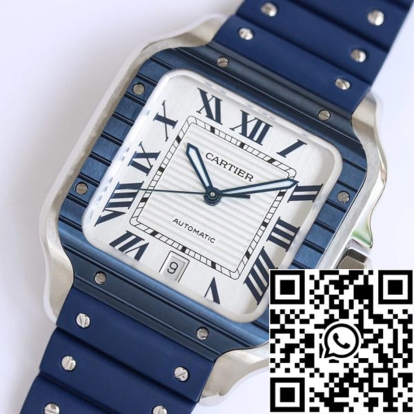 Cartier Santos 1 1 Best Edition GF Factory Rubber Strap US Replica Watch 3875 Cartier Santos 1:1 Best Edition GF Factory Rubber Strap