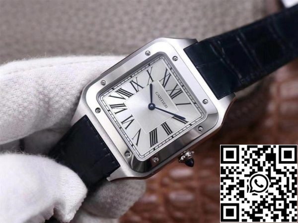 Cartier Santos Dumont WSSA0032 1 1 Best Edition F1 Factory Silbernes Zifferblatt Schweizer ETA430 MC US Replica Uhr 5497 Cartier Santos Dumont WSSA0032 1:1 Best Edition F1 Factory Silbernes Zifferblatt Schweizer ETA430 MC