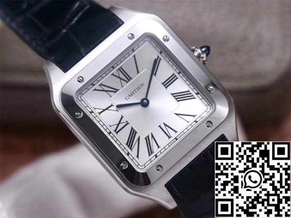 Cartier Santos Dumont WSSA0032 1 1 Best Edition F1 Factory Silbernes Zifferblatt Schweizer ETA430 MC US Replica Uhr 6299 Cartier Santos Dumont WSSA0032 1:1 Best Edition F1 Factory Silbernes Zifferblatt Schweizer ETA430 MC