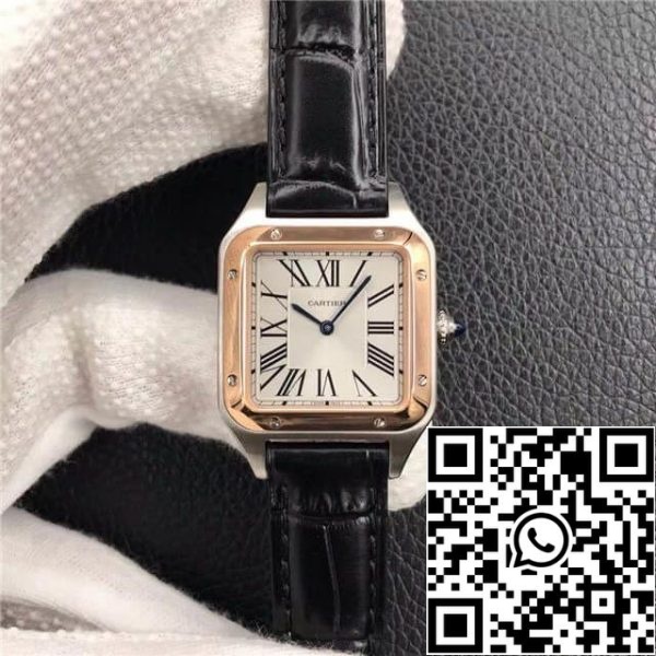 Cartier Santos W2SA0012 Дами 1 1 Най-доброто издание розово злато каучукова кожа каишка САЩ реплика часовник 3922 Cartier Santos W2SA0012 Дами 1: 1 Най-доброто издание розово злато каучукова кожа каишка