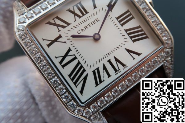 Cartier Santos WH100651 1 1 Melhor Edição V6 Fábrica Diamante Mostrador Branco EUA Réplica Relógio 1168 Cartier Santos WH100651 1:1 Melhor Edição V6 Fábrica Diamante Mostrador Branco