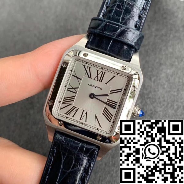 Cartier Santos WSSA0023 Ladies 1 1 Best Edition Blue Cowhide hihna Yhdysvaltain Replica katsella 2980 Cartier Santos WSSA0023 Ladies 1: 1 Best Edition Blue Cowhide hihna