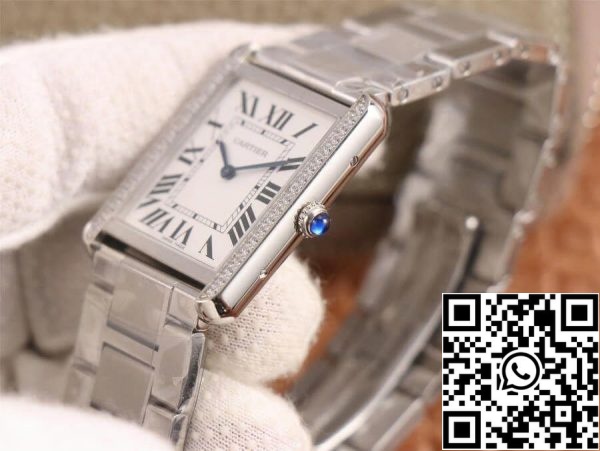 Cartier Tank 1 1 Best Edition K11 Factory ruostumattomasta teräksestä Diamond US Replica katsella 4 Cartier Tank 1: 1 Best Edition K11 Factory ruostumattomasta teräksestä Diamond