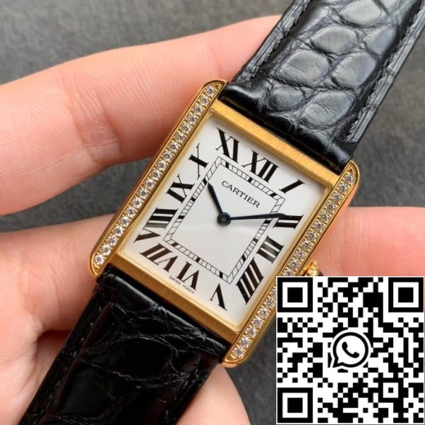 Cartier Tank 1 1 Best Edition K11 Factory V2 Yellow Gold White Dial US Replica Watch 3108 Cartier Tank 1:1 Best Edition K11 Factory V2 Yellow Gold White Dial