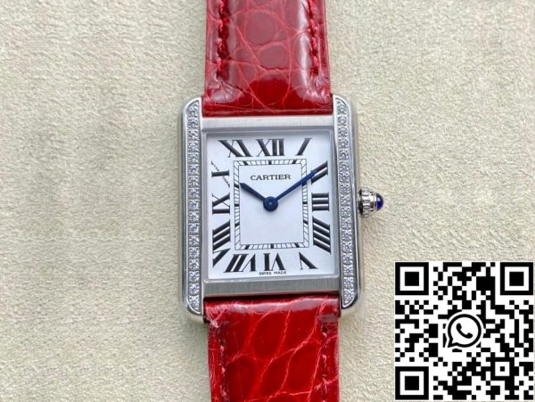 Cartier Tank 27MM 1 1 Best Edition K11 Factory V2 Red Strap US Replica Watch 100 Cartier Tank 27MM 1:1 Best Edition K11 Factory V2 Red Strap