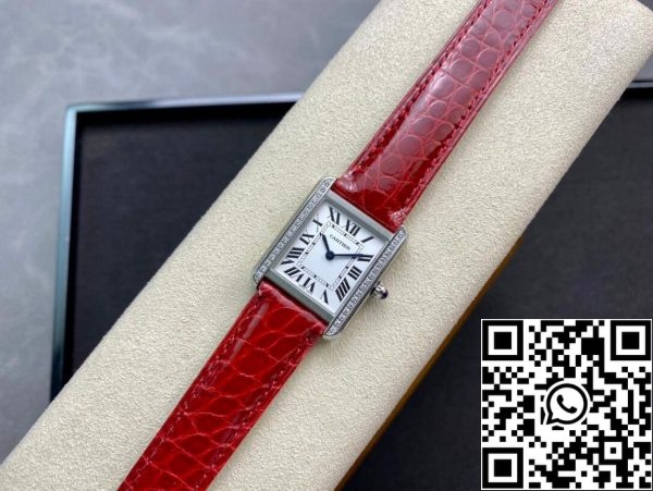 Cartier Tank 27MM 1 1 Best Edition K11 Factory V2 Red Strap US Replica Watch 8014 Cartier Tank 27MM 1 1 Best Edition K11 Factory V2 Red Strap