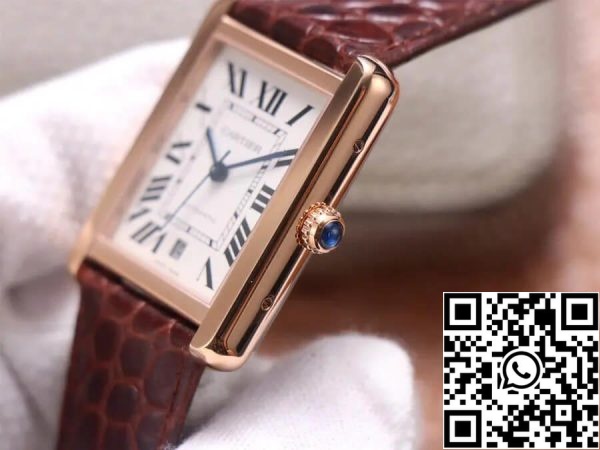 Cartier Tank W5200026 1 1 Melhor Edição V9 Fábrica Ouro Rosa EUA Réplica Relógio 1307 Cartier Tank W5200026 1:1 Melhor Edição V9 Fábrica Ouro Rosa