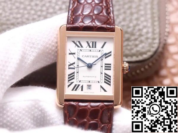 Cartier Tank W5200026 1 1 Melhor Edição V9 Fábrica Ouro Rosa Réplica EUA Relógio 8928 Cartier Tank W5200026 1:1 Melhor Edição V9 Fábrica Ouro Rosa