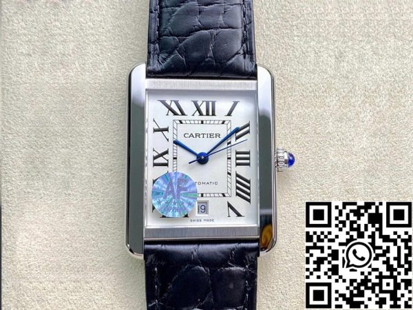 Cartier Tank W5200027 1 1 Лучшее издание AF завода серебристо-белый циферблат США Реплика часы 1575 Cartier Tank W5200027 1:1 Лучшее издание AF завода серебристо-белый циферблат