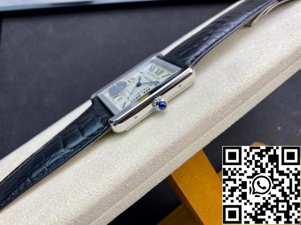 Cartier Tank W5200027 1 1 Лучшее издание AF завода серебристо-белый циферблат США Реплика часы 3830 Cartier Tank W5200027 1:1 Лучшее издание AF завода серебристо-белый циферблат