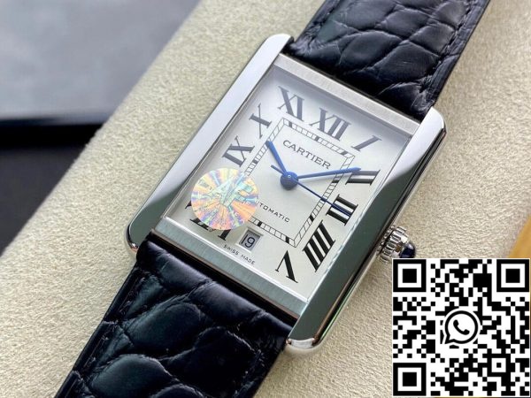 Cartier Tank W5200027 1 1 Лучшее издание AF завода серебристо-белый циферблат США Реплика часы 9293 Cartier Tank W5200027 1:1 Лучшее издание AF завода серебристо-белый циферблат