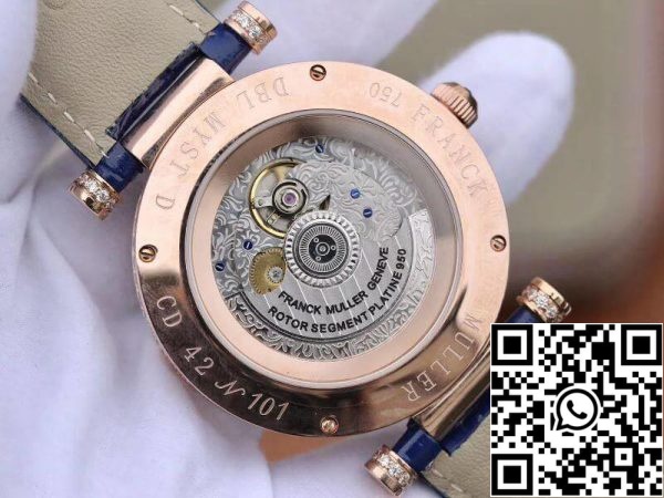 Franck Muller Double Mystery Rosegold D 3R CD 42 1 1 Най-доброто издание синя кожена каишка Swiss FM.800 САЩ реплика часовник 9353 Franck Muller Double Mystery Rosegold D 3R CD 42 1:1 Най-доброто издание синя кожена каишка Swiss FM.800