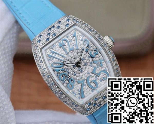 Franck Muller Ladies Collection V 32 SC AT FO D CD BL 1 1 Best Edition ABF Factory Diamond set Dial US Replica Watch 2885 Franck Muller Ladies Collection V 32 SC AT FO D CD (BL) 1:1 Best Edition ABF Factory Diamond set Dial