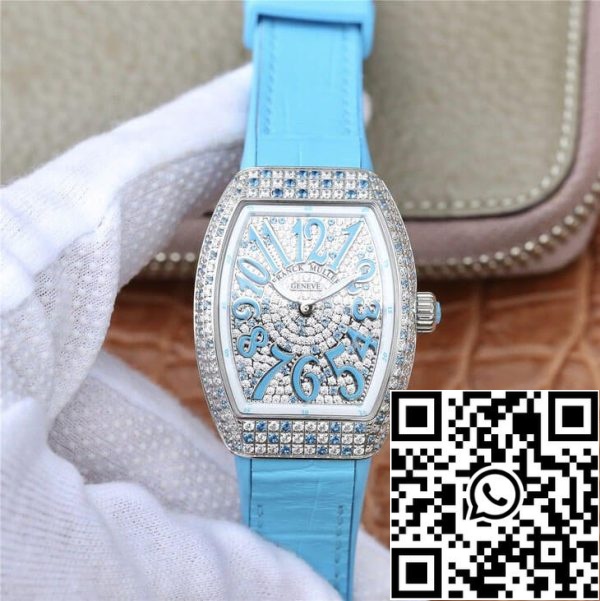 Franck Muller Ladies Collection V 32 SC AT FO D CD BL 1 1 Best Edition ABF Factory Diamond set Dial US Replica Watch 3091 Franck Muller Ladies Collection V 32 SC AT FO D CD (BL) 1:1 Best Edition ABF Factory Diamond set Dial