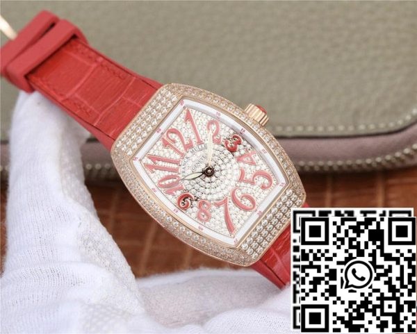 Franck Muller Vanguard Ladies 1 1 Best Edition ABF Factory Red Strap US Replica Klocka 4291 Franck Muller Vanguard Ladies 1:1 Best Edition ABF Factory Red Strap