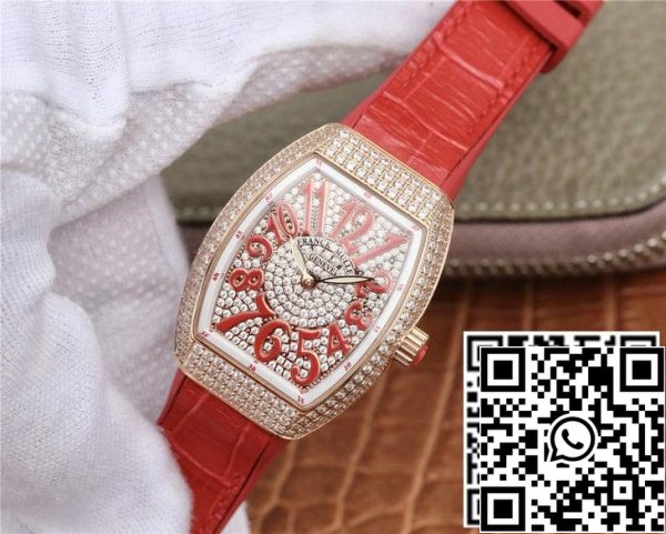 Franck Muller Vanguard Senhoras 1 1 Melhor Edição ABF Fábrica Bracelete Vermelha US Réplica Relógio 6216 Franck Muller Vanguard Senhoras 1:1 Melhor Edição ABF Fábrica Bracelete Vermelha