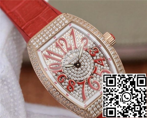 Franck Muller Vanguard Senhoras 1 1 Melhor Edição ABF Fábrica Bracelete Vermelha US Réplica Relógio 8147 Franck Muller Vanguard Senhoras 1:1 Melhor Edição ABF Fábrica Bracelete Vermelha