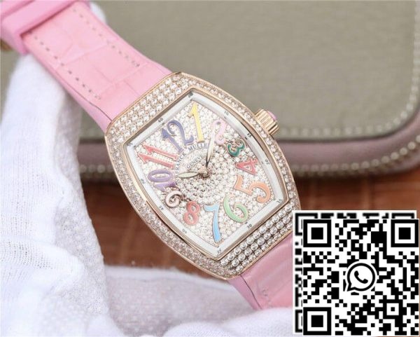 Franck Muller Vanguard dames 1 1 Best Edition ABF fabriek Rose goud diamant set wijzerplaat US Replica Watch 4257 Franck Muller Vanguard dames 1 1 Best Edition ABF fabriek Rose goud diamant set wijzerplaat