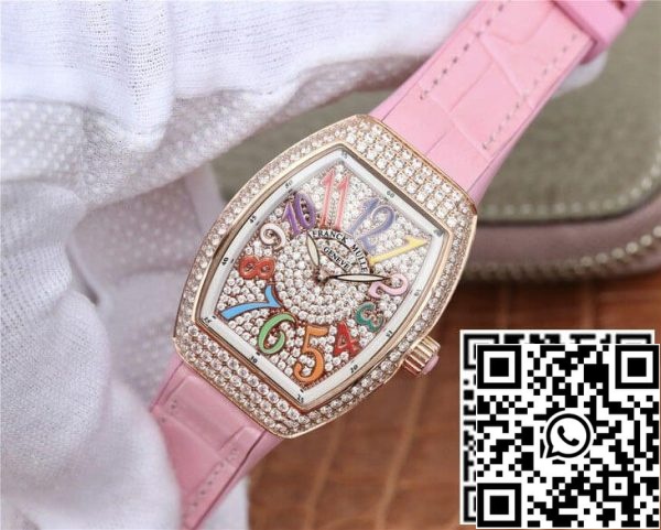 Franck Muller Vanguard dames 1 1 Best Edition ABF fabriek Rose goud diamant set wijzerplaat US Replica Watch 5785 Franck Muller Vanguard dames 1 1 Best Edition ABF fabriek Rose goud diamant set wijzerplaat