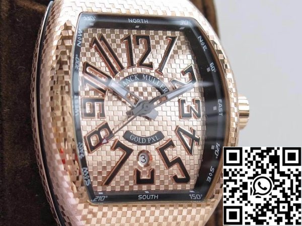 Franck Muller Vanguard V45 1 1 Лучшее издание Швейцарский ETA2824 2 18K розовое золото черный нейлон ремешок США Реплика часы 7158 Franck Muller Vanguard V45 1:1 Лучшее издание Швейцарский ETA2824-2 18K розовое золото черный нейлон ремешок