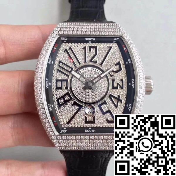 Franck Muller Vanguard V45 SC DT 1 1 Najboljša izdaja švicarski ETA2824 2 Diamonds Dial ZDA replika Watch 1679 Franck Muller Vanguard V45 SC DT 1: 1 Najboljša izdaja švicarski ETA2824-2 Diamonds Dial