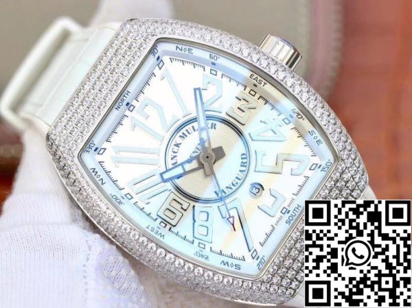 Franck Muller Vanguard V45 SC DT D NBR CD 5N NR 1 1 Best Edition Swiss ETA2824 Silver Dial US Replica Watch 7487 Franck Muller Vanguard V45.SC.DT.D.NBR.CD.5N.NR 1:1 Best Edition Swiss ETA2824 Silver Dial