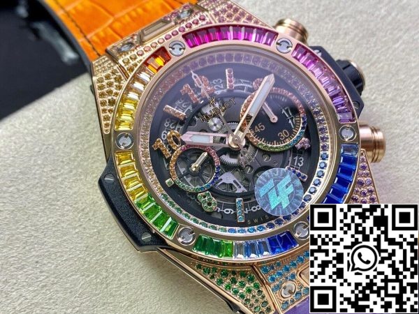 Hublot BIG BANG Unico 411 OX 9910 LR 0999 1 1 Best Edition ZF Factory Rainbow Rose Gold Case US Replica Watch 5790 Hublot BIG BANG Unico 411.OX.9910.LR.0999 1:1 Best Edition ZF Factory Rainbow Rose Gold Case