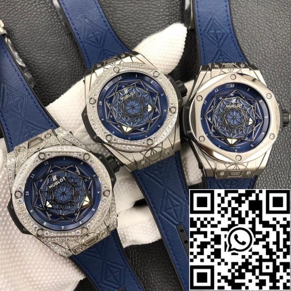 Hublot Big Bang 1 1 Best Edition WWF Factory Full Diamond Blue Dial Yhdysvaltain Replica katsella 2152 Hublot Big Bang 1: 1 Best Edition WWF Factory Full Diamond Blue Dial