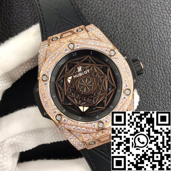 Hublot Big Bang 1 1 Най-доброто издание WWF фабрика злато пълен диамант случай САЩ реплика часовник 8856 Hublot Big Bang 1: 1 Най-доброто издание WWF фабрика злато пълен диамант случай